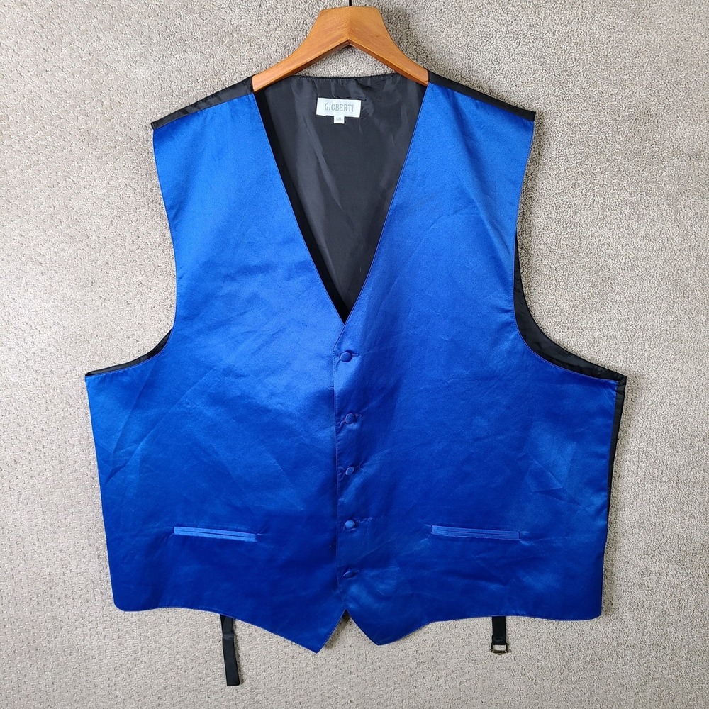 GIOBERTI Vest Mens‎ 5XL Royal Blue Satin Formal Tuxedo Suit Dinner Evening Party